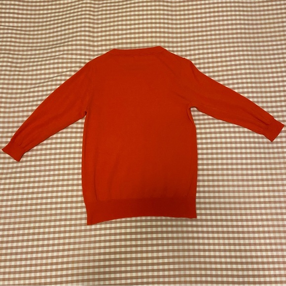 J Crew merino wool bright red 3/4 sleeve top - Picture 2 of 4